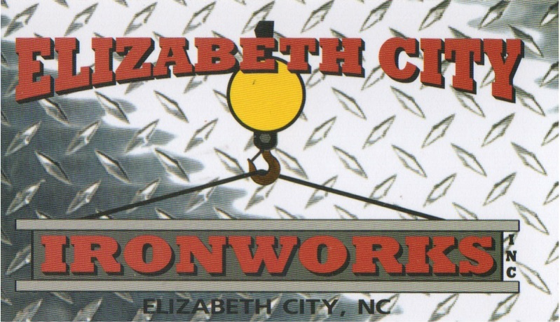 Elizabeth City Ironworks Inc. logo with crane and steel sign